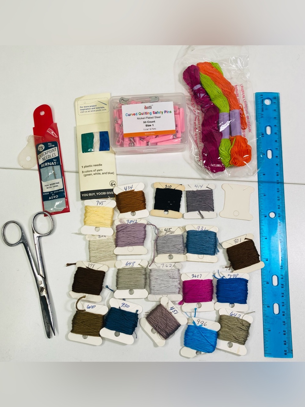 Assorted Embroidery Floss Thread and Accessories